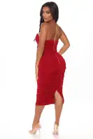All Ruched And Ready Midi Dress(Wine,XS)
