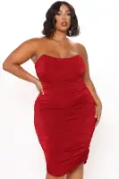 All Ruched And Ready Midi Dress(Wine,XS)