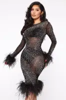 All Over My Body Midi Dress(Black,XS)