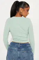 Camille Button Front Top(Sage,S)
