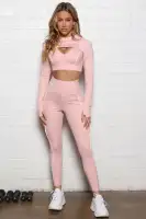 Can't Be Beat Active Compression Sports Bra And Bolero Top Set(Blush,XS)