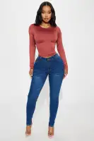 Brenda Double Lined Long Sleeve Top(Marsala,S)