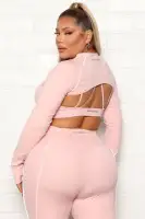 Can't Be Beat Active Compression Sports Bra And Bolero Top Set(Blush,XS)
