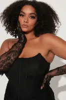 Always Sweet Corset Mini Dress Set(Black,XS)