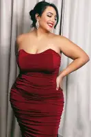 All Ruched And Ready Midi Dress(Wine,XS)